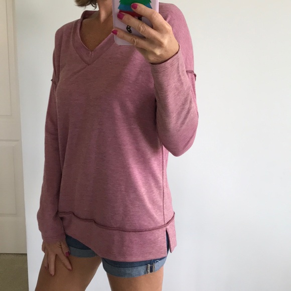 Mauve V Neck Tunic Top - Picture 3 of 8